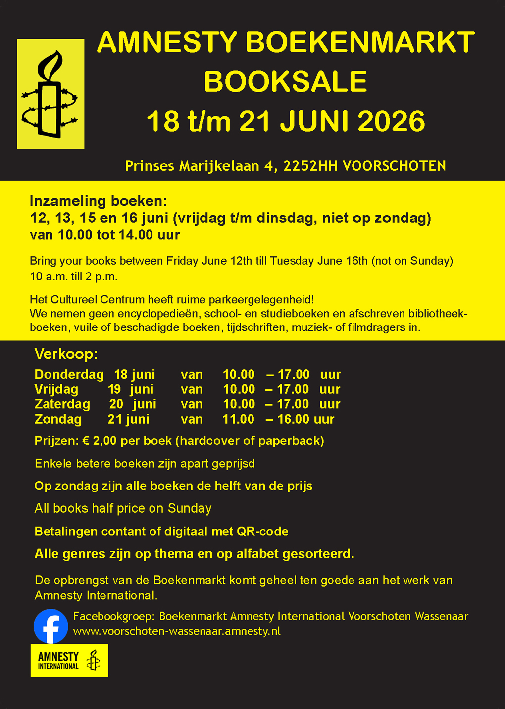 Amnesty Boekenmarkt flyer 2026